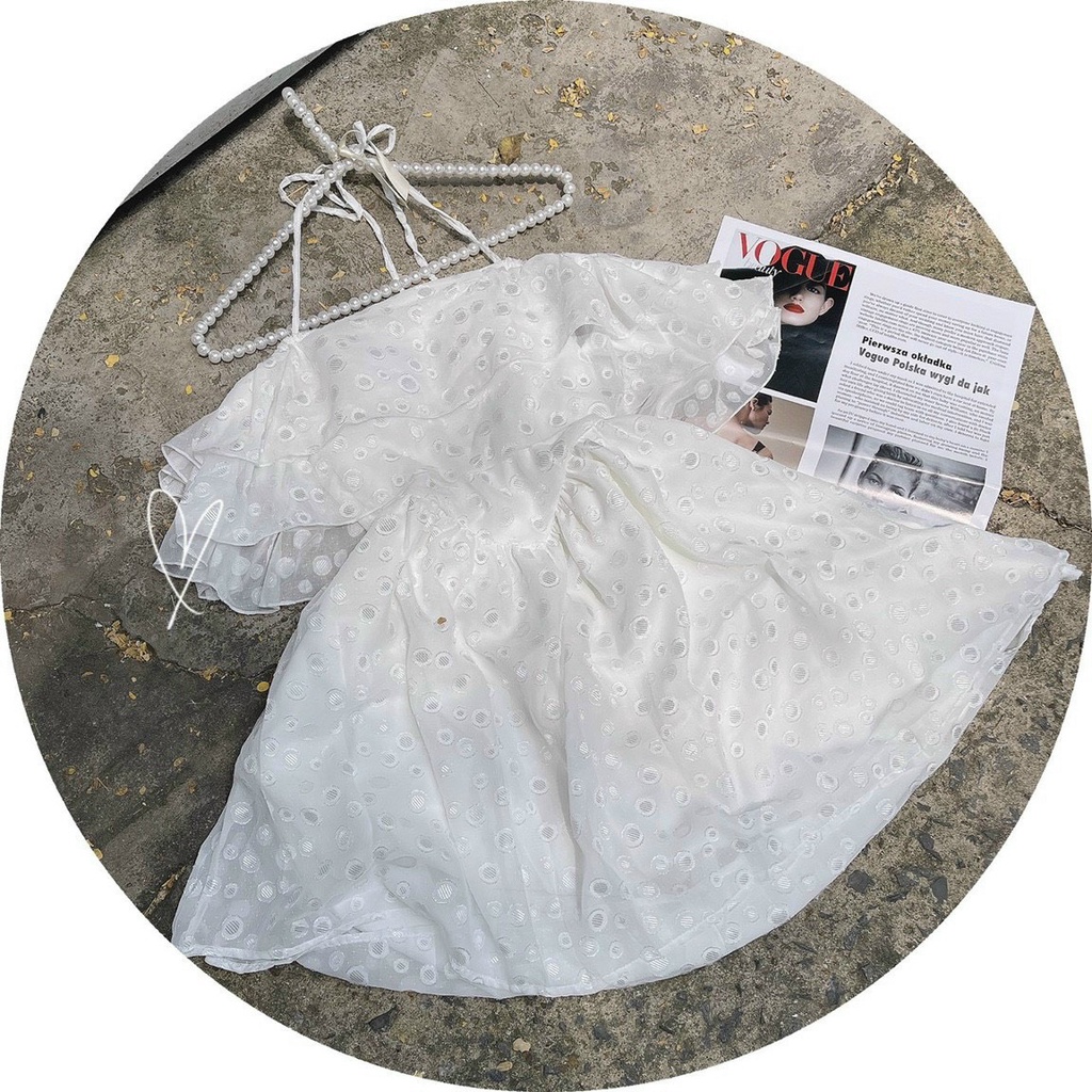 SET ÁO TAI BÈO TẦNG +  CHÂN VÁY XÒE TRẮNG