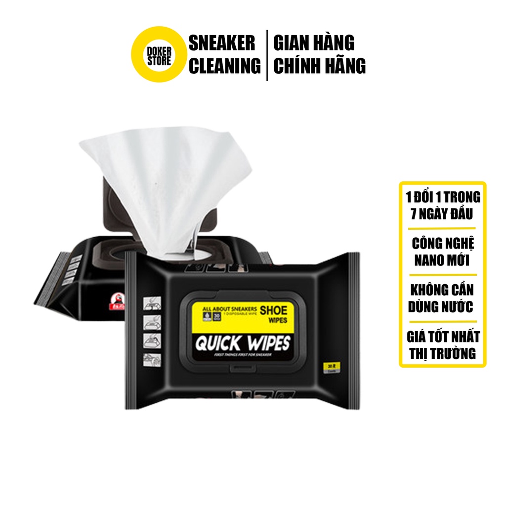 Khăn lau giày Quick Wipes vệ sinh giày sneaker không cần giặt 30 khăn