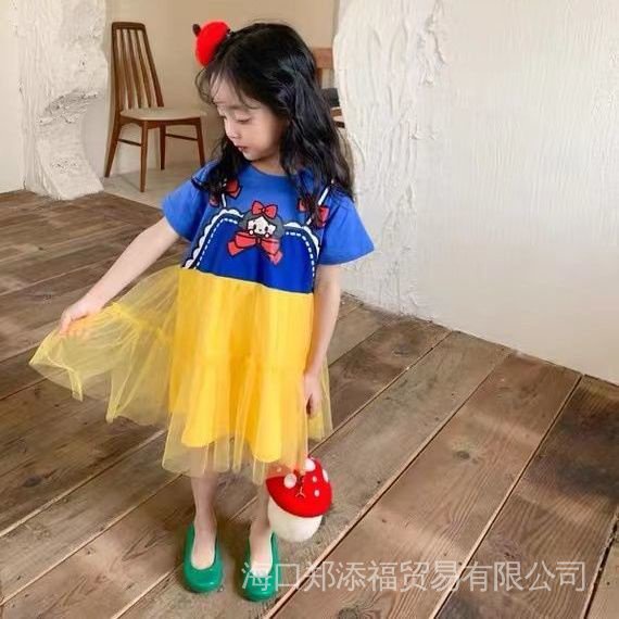 Đầm Công Chúa Phối Lưới Họa Tiết Hoạt Hình Phong Cách Phương Tây Thời Trang Mùa Hè Cho Bé Gái 2023