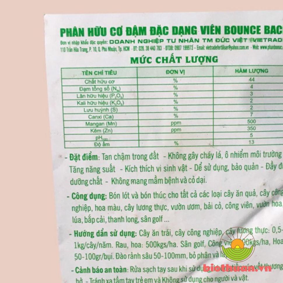 Phân hữu cơ đậm đặc dạng viên Bounce Back 1kg