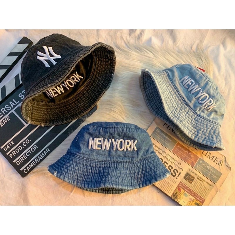 NÓN BUCKET JEANS 2 MẶT NY NAM NỮ
