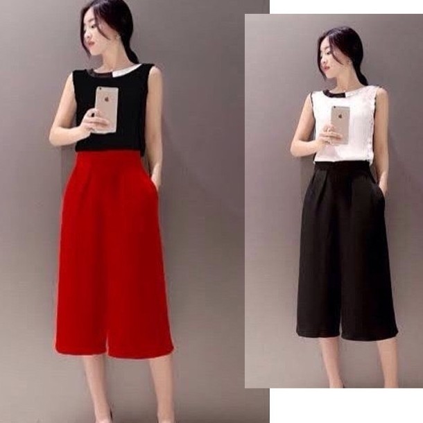 Set quần ống suông áo phối màu S807