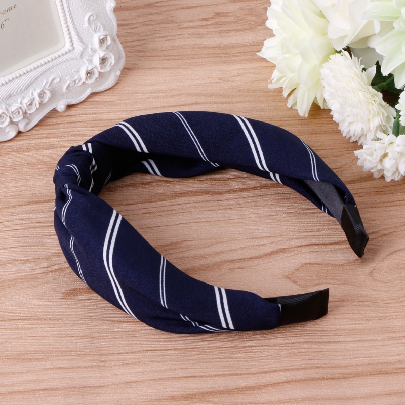 Băng Đô Cài Tóc Bản Rộng Co Giãn Họa Tiết Kẻ Sọc Phong Cách Cổ Điển Thời Trang Cho Nữ Mới