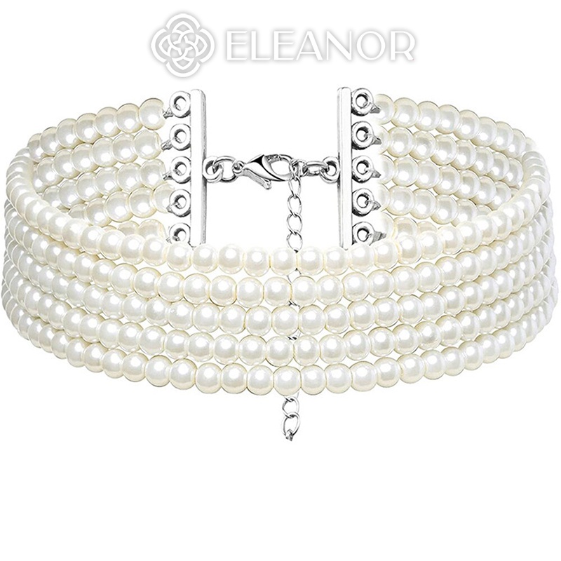 Dây chuyền nữ chocker ngọc trai nhân tạo Eleanor Accessories nhiều vòng phụ kiện trang sức sang trọng quý phái