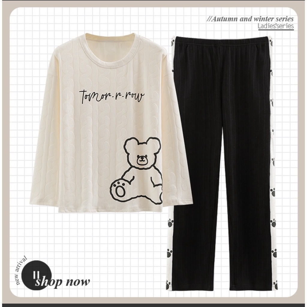 [Xả Kho Siêu Rẻ] Bộ Pijama Chất Cotton [HÀNGCCQC]  Bộ Ngủ Tay Dài Quần Dài Nhiều Màu Co Dãn Tốt Kiểu Dáng Hàn Quốc