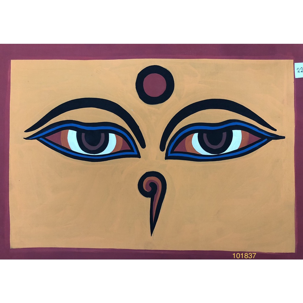 Tranh Mandala [Kim Cương Hỷ Lạc] Hình Mắt Phật Vẽ Tay Nepal