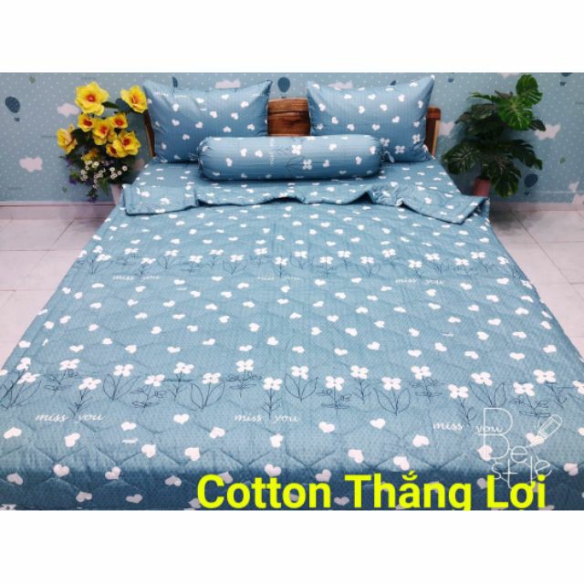 Bộ ga gối Thắng lợi cotton 100% hàng chuẩn có in logo