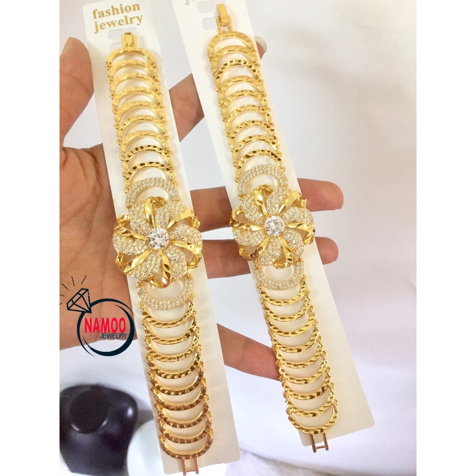 Lắc Tay Mạ Vàng Nữ L674 Dài Dây 17cm, Vòng Tay Nữ Đính Đá Namoo Jewelry