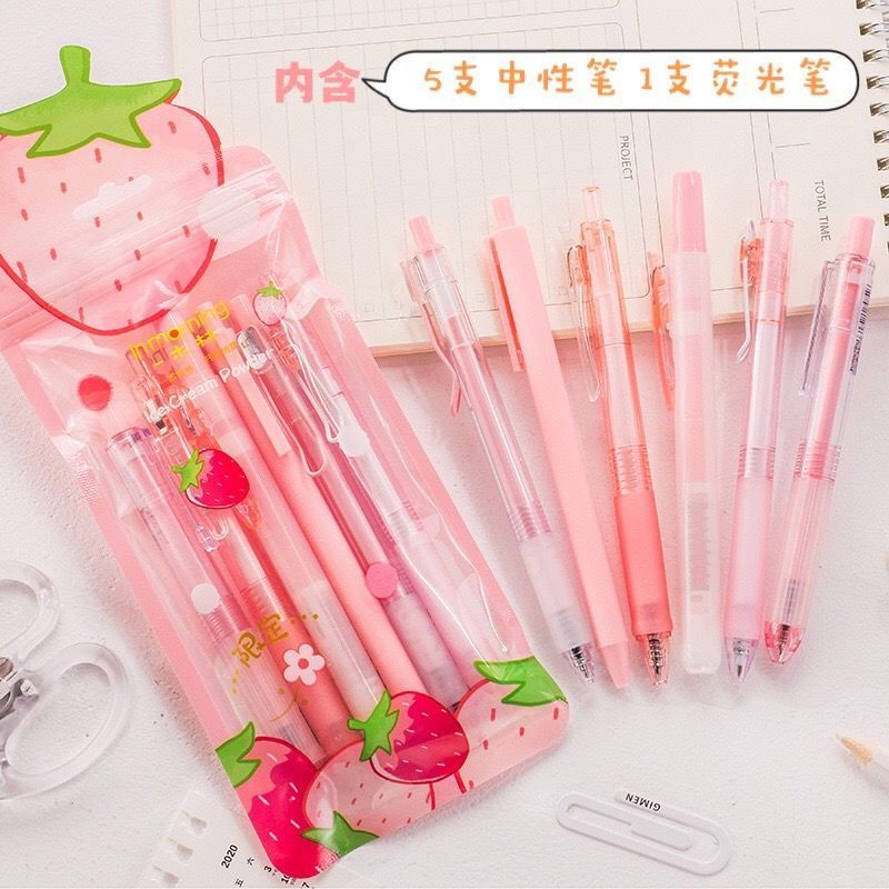 Set 6 Bút Mực Gel Ngòi 0.5mm Màu Đen Nhanh Khô
