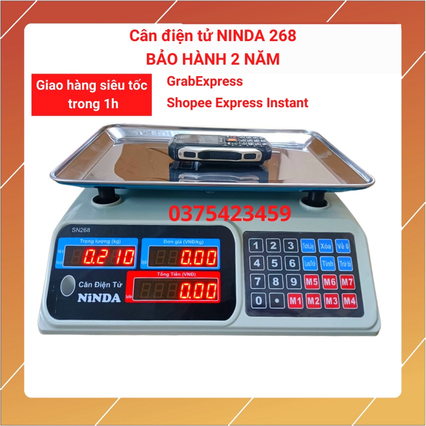 [ BH12T] cân điện tử tính tiền bán hàng siêu thị, tạp hóa,hoa quả  NINDA (SN268) 30Kg/5 được làm bằng thép không gỉ