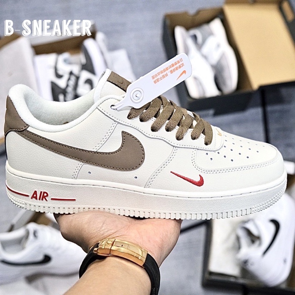 Giày Af1 vệt nâu, Air Force 1 Custom nâu trắng bản mới, cao cấp nhất