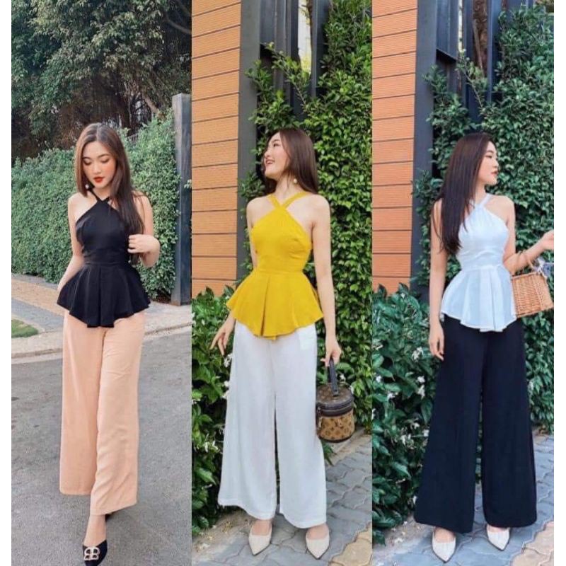 Set áo xếp ly quần suông