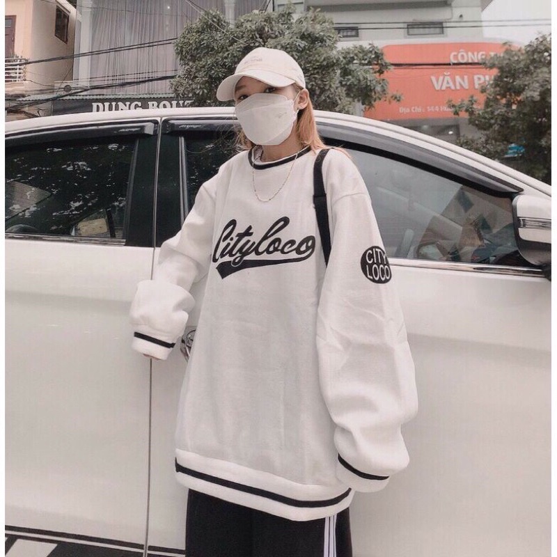 ÁO SWEATER NỈ CITY VIỀN CỔ UNISEX TRẮNG ĐEN - ÁO NỈ COTTON NAM NỮ ULZZANG THU ĐÔNG 2021 | WebRaoVat - webraovat.net.vn