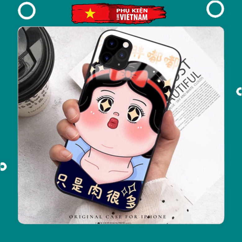 Ốp lưng iphone 6, 7, 8 Plus, X, XS, XR, XSMAX, 11, 11PRO, 11 PROMAX, 12, 13 PROMAX BẠCH TUYẾT BÉO BẰNG KÍNH PKVN