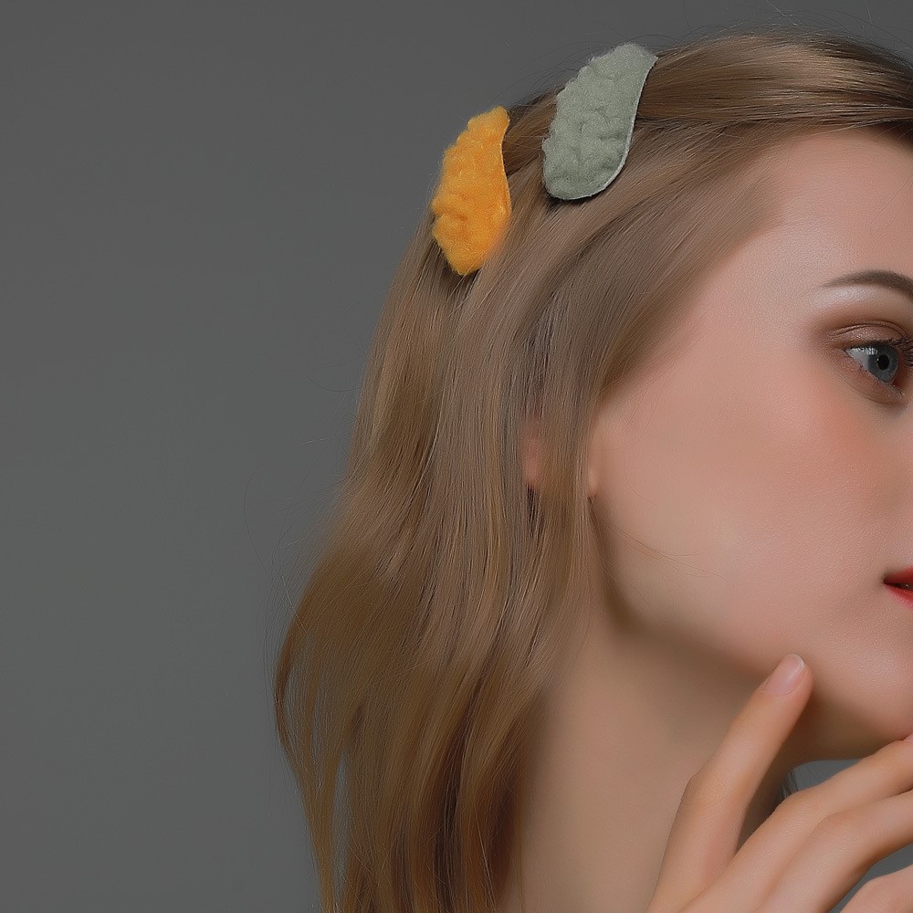 Kẹp tóc vải lông cừu màu trơn phong cách Hàn Quốc xinh xắn đáng yêu dành cho nữ