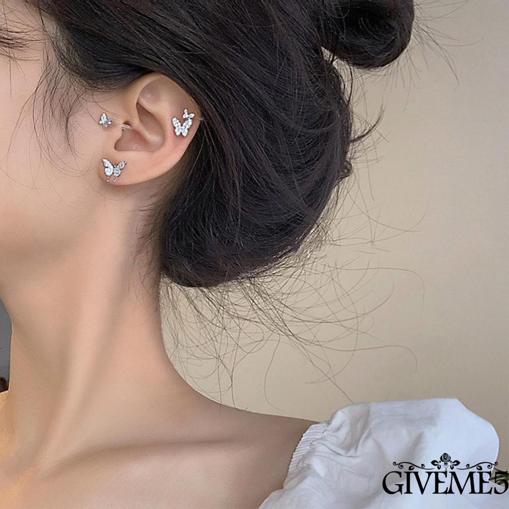 Đôi khuyên tai hình bướm đính kim cương giả thời trang cho nữ