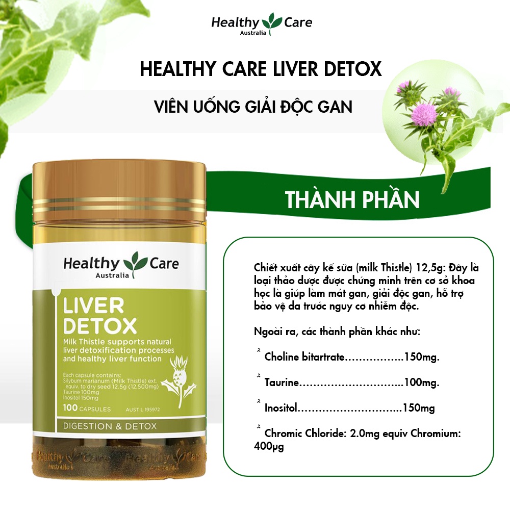 Viên uống thải độc gan Healthy Care Liver Detox 100 viên