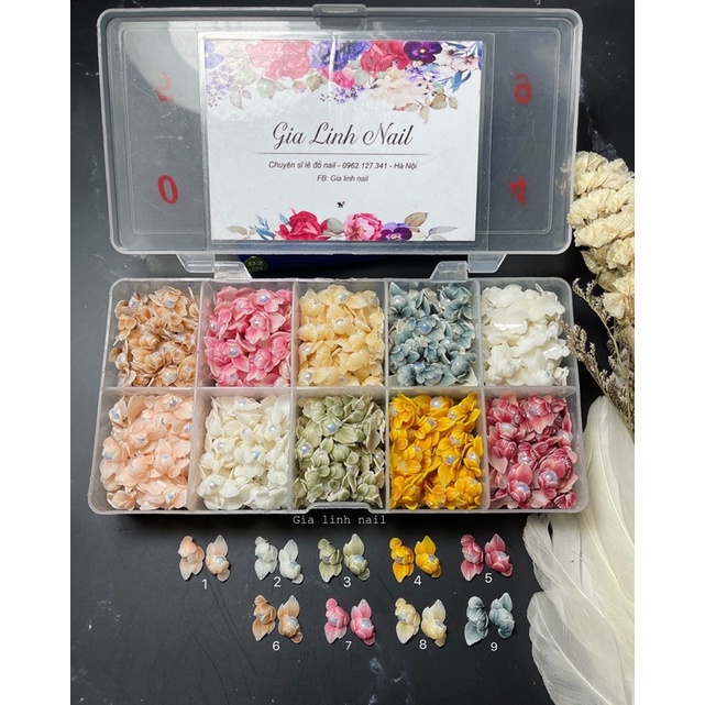 Hoa bột nail góc trai cao cấp ( set 10 bông )