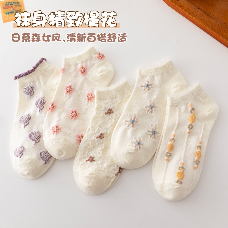 Vớ Cotton Cổ Thấp In Họa Tiết Nổi Phong Cách Nhật Bản Dễ Thương Thời Trang Cho Nữ