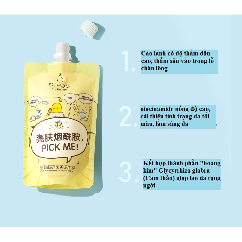 Mặt nạ bùn niacinamide trắng sáng da Xiaomihu Tiểu Mơ Hồ gói 150g