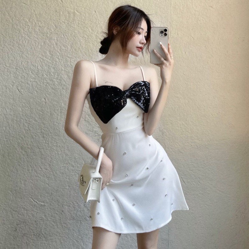 váy ngọc 2d đính nơ kim sa