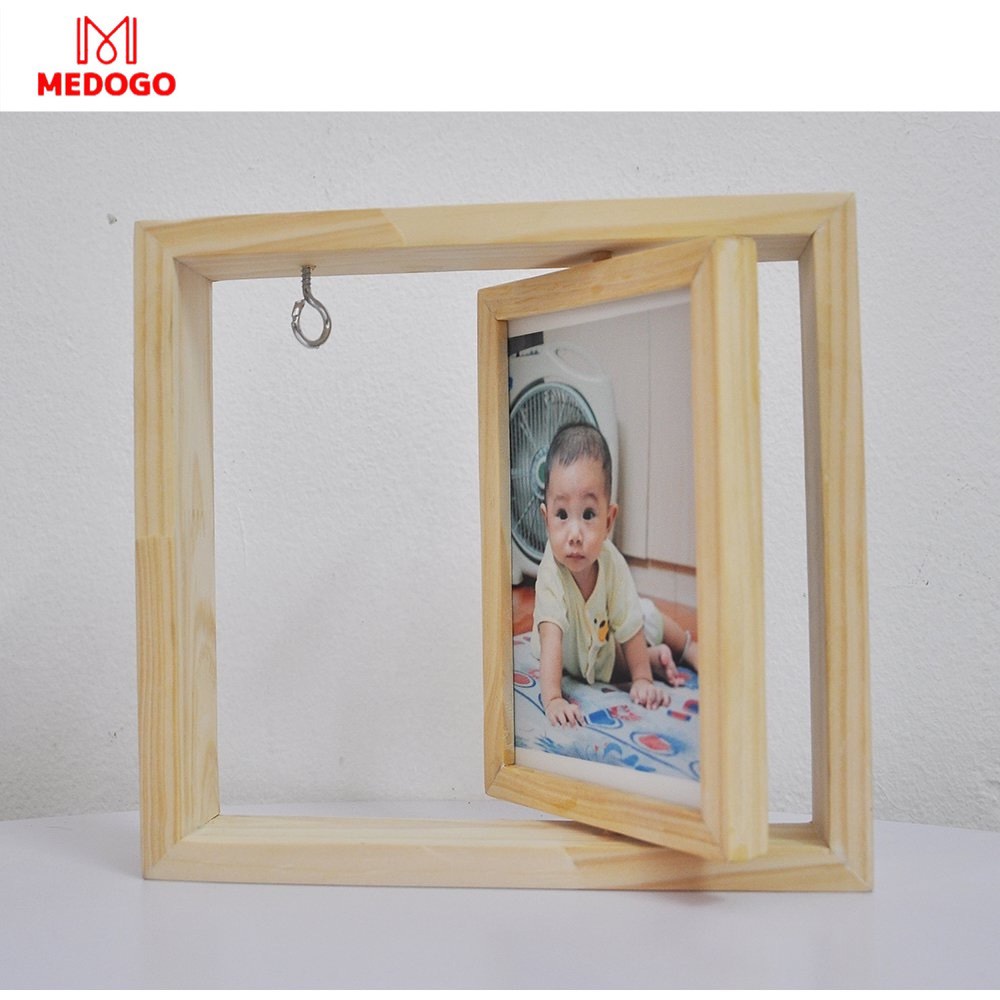Khung ảnh gỗ MEDOGO để bàn thiết kế mới, siêu đẹp, thời thượng sáng tạo xoay lật 360 độ