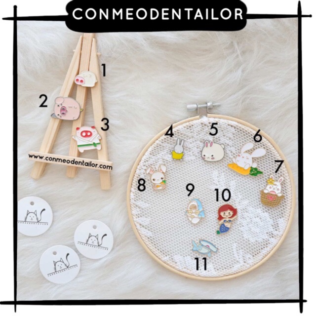 CONMEODENTAILOR Ghim cài hình động vật