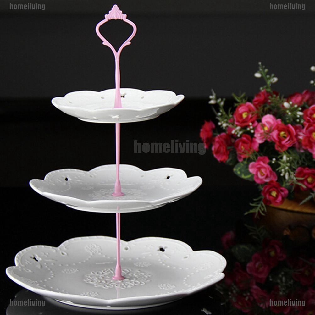 ❤❤1 Bộ 3 Hoặc 2 Tầng Đĩa Đựng Bánh Kem Đứng Có Tay Cầm