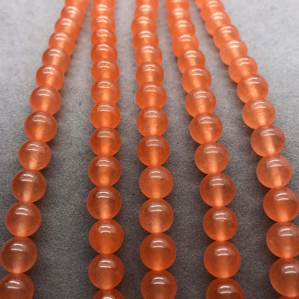 Chuỗi Hạt Đá Tự Nhiên 4-12mm Màu Cam Làm Vòng Đeo Tay Diy