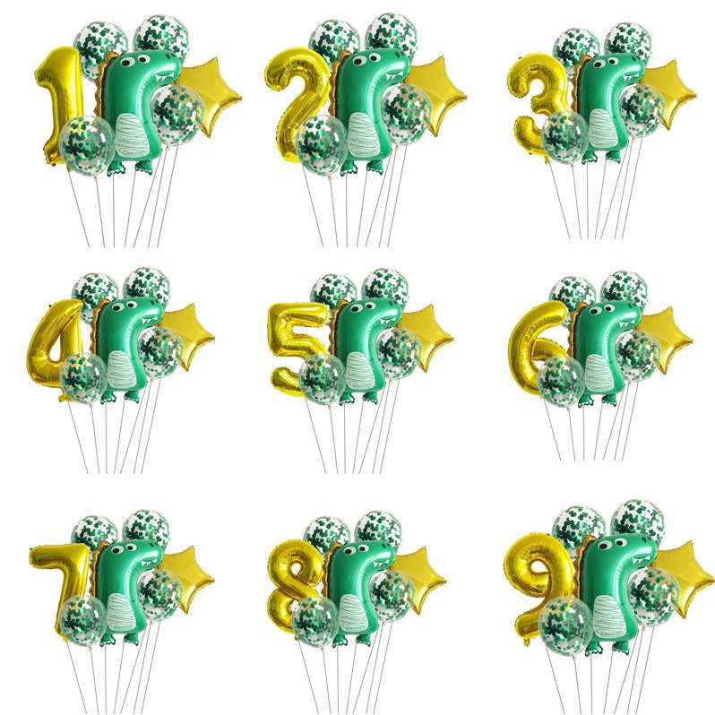 Bộ 7 Bong Bóng Khủng Long Chữ Số Trang Trí Tiệc Sinh Nhật Cho Bé