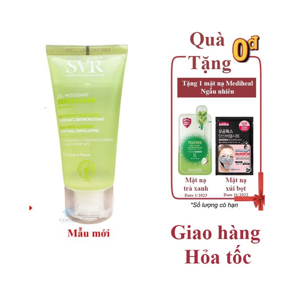 Gel rửa mặt không xà phòng cho da dầu mụn SVR Sebiaclear Gel Moussant 55ml