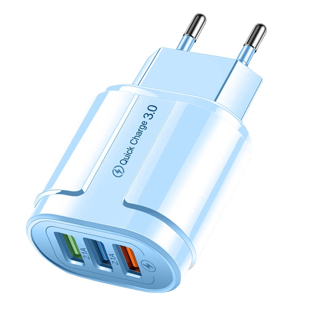 Đầu sạc USB 3 cổng màu sắc macaron