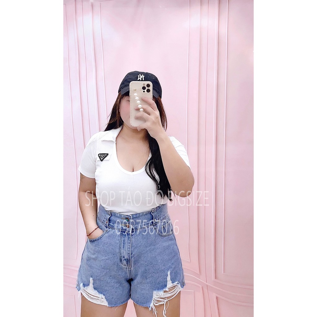 (TÁO ĐỎ BIGSIZE 55-90KG) QUẦN SHORT JEAN NỮ RÁCH CẠP CAO SIÊU XINH (ẢNH THẬT SHOP CHỤP 100%) 💕💕💕 | BigBuy360 - bigbuy360.vn