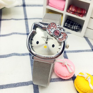 Đồng hồ thời trang nữ hello kitty mặt hoa dây silicon A1-400