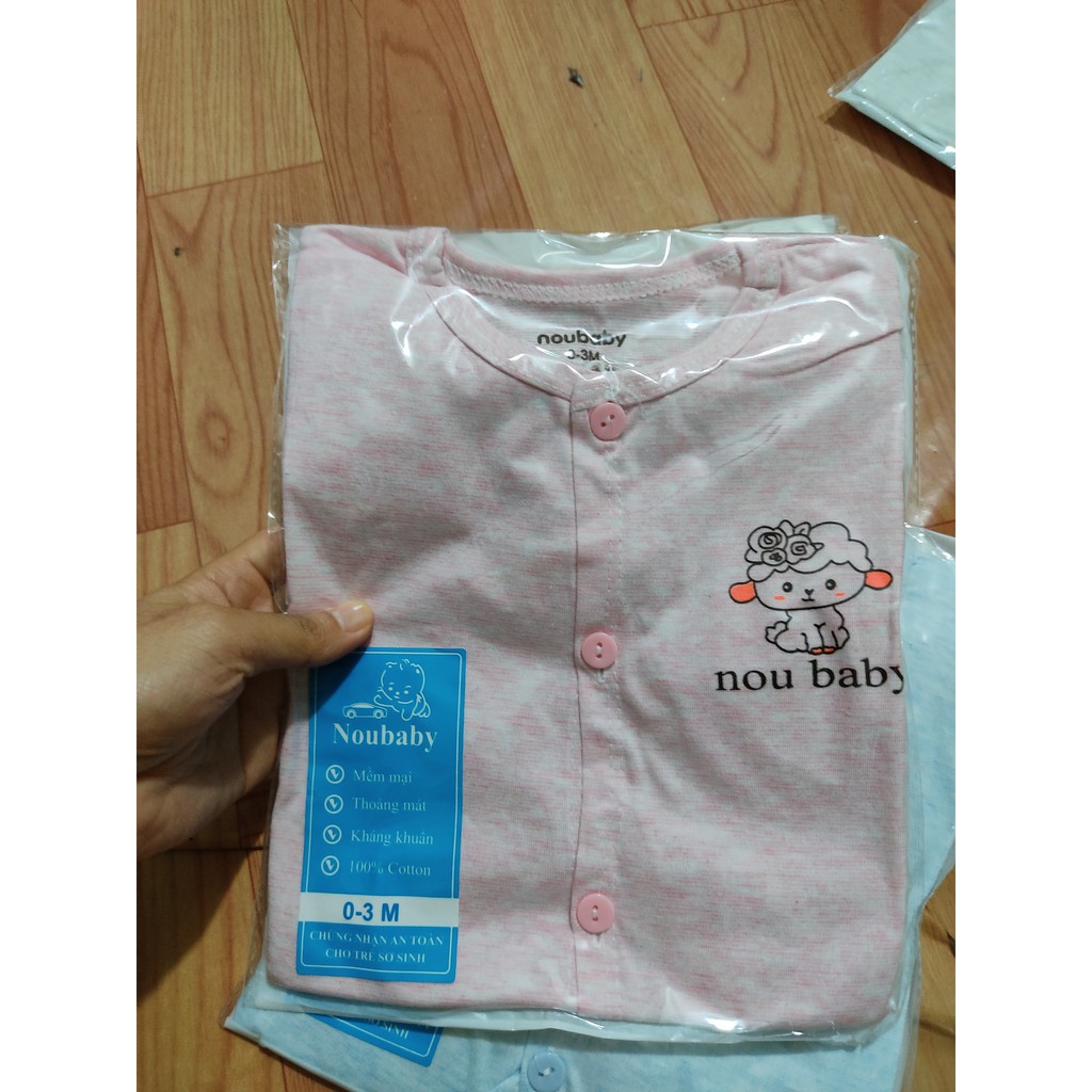 Bộ cộc tay Noubaby hình in ngực cotton loang mát mẻ 0-18m