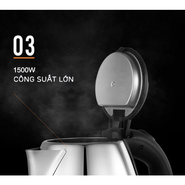 Bình Đun Nước Siêu Tốc Inox Dung Tích 1.8L - Hàng Cao Cấp Inox Độ Bền Cực Cao - Bách Hóa Online
