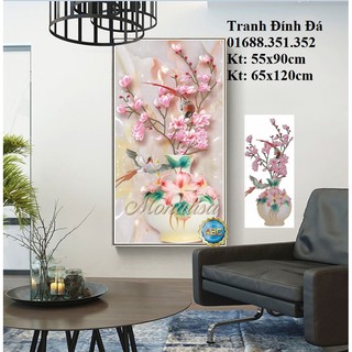 Tranh đính đá Bình hoa đẹp Y8108 55x90cm