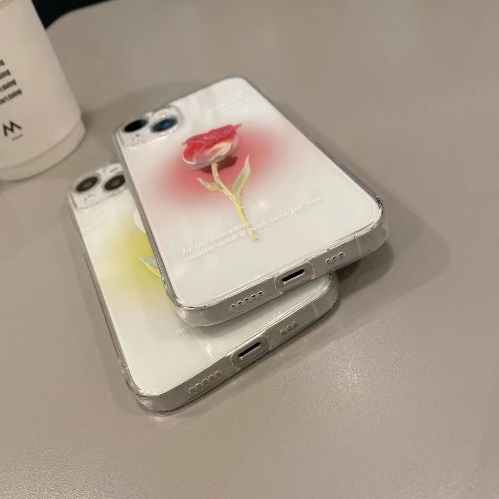 Ốp Điện Thoại Dẻo Trong Suốt Họa Tiết Hoa Tulip Phong Cách Hàn Quốc Cho iPhone 13 Pro MAX 12 11 X XS XR 7 8 Plus