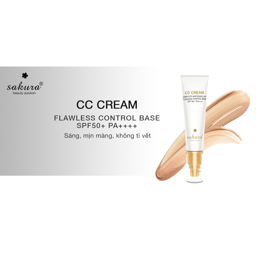 [CHÍNH HÃNG] ư Kem trang điểm Sakura CC Cream Flawless Control Base SPF50+ PA++++