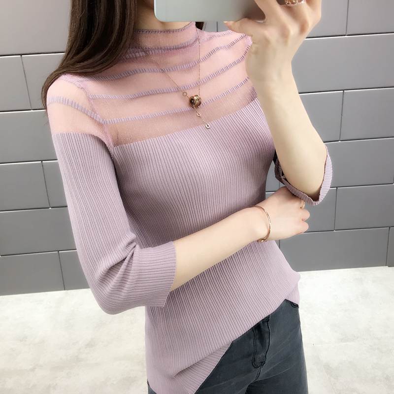 Áo len tay lỡ phối lưới thời trang nữ | BigBuy360 - bigbuy360.vn