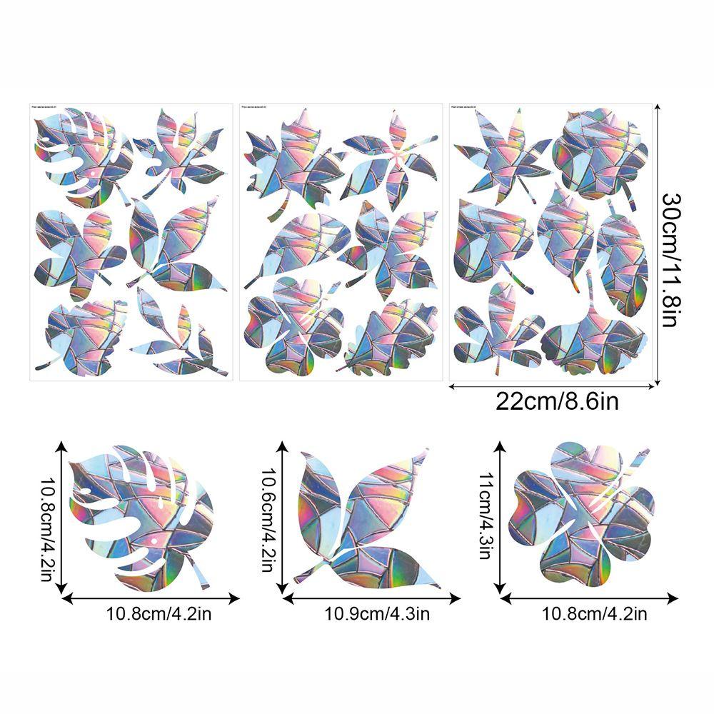 YNATURAL Miếng Dán Cửa Sổ Chống Va Chạm Họa Tiết Lá Và Bướm