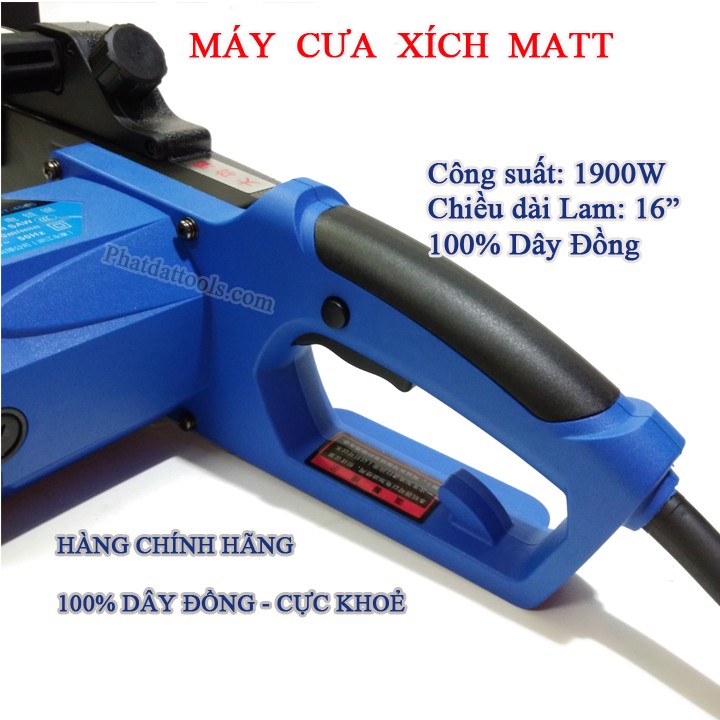 Máy cưa xích chạy điện MATT 405-3 tặng mũi tô vít 4 usa Made in: Trung Quốc