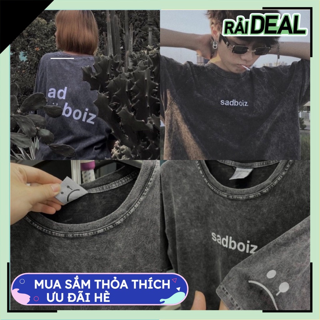 Áo sadboiz AT15 sadtagram nam nữ Tay Lỡ WASH Xám , Áo phông sadboiz chính hãng nam nữ from rộng unisex trẻ trung