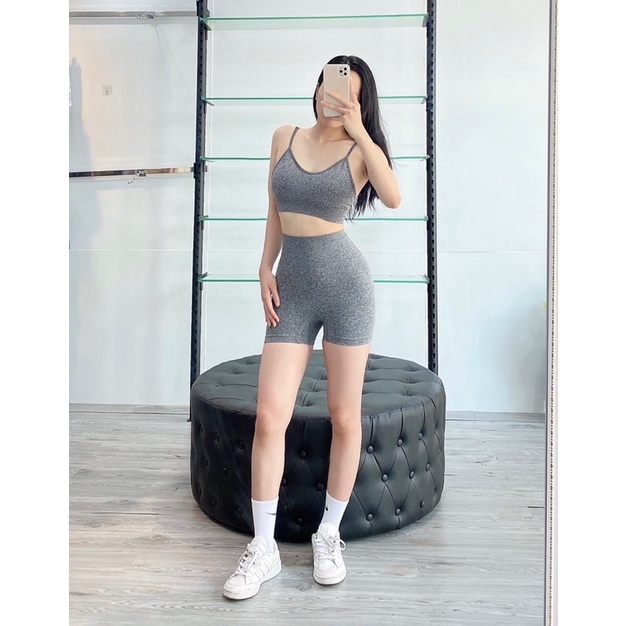 Set bộ quần đùi áo 2 dây tập gym BT