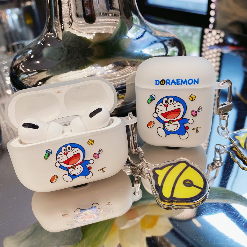 Vỏ bảo vệ hộp sạc tai nghe Airpods Pro 1 2 3 bằng TPU hình chú mèo gắn chuông với mặt trang sức