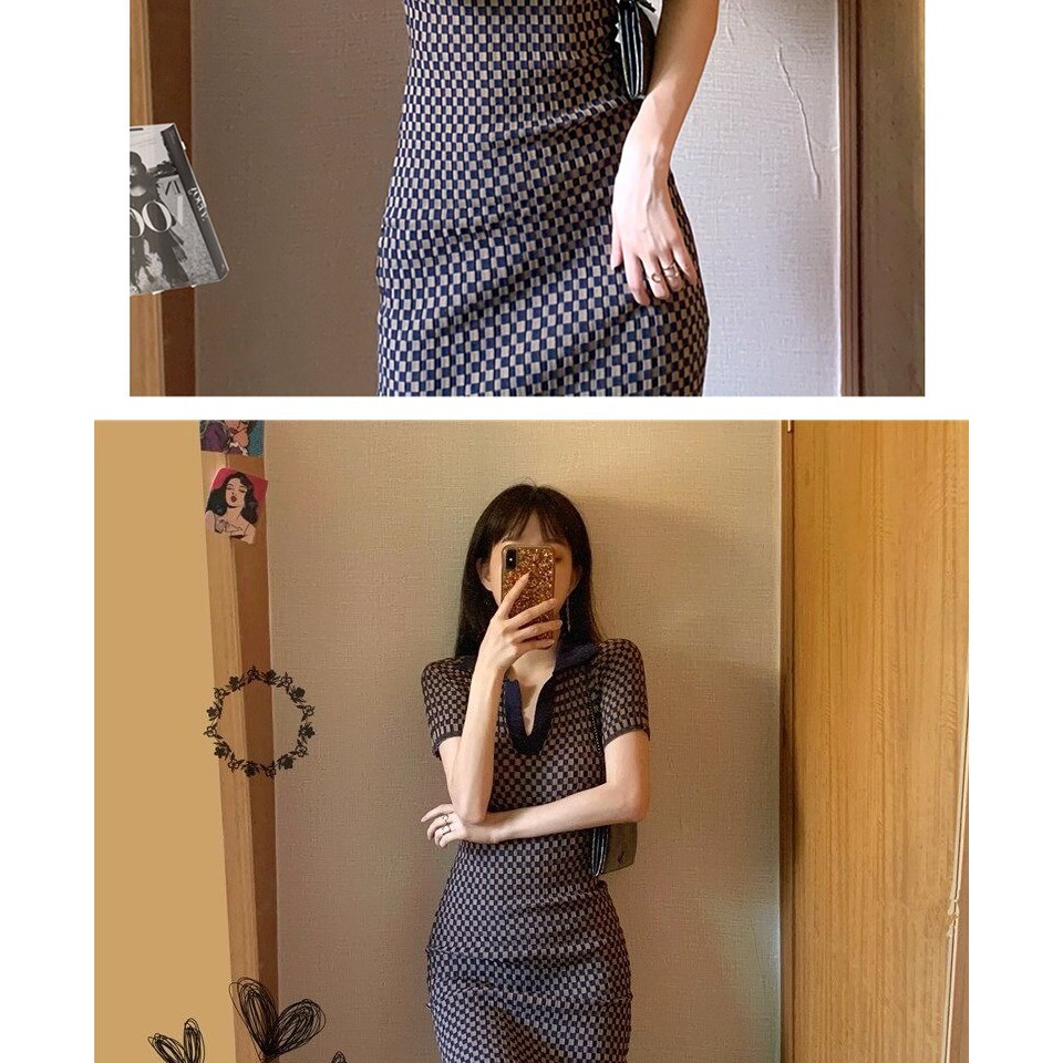 Herburn Wind Polo Knit Light Luxury Dress, 921 New Waist, Slim, Temperament, Long Skirt, Summer