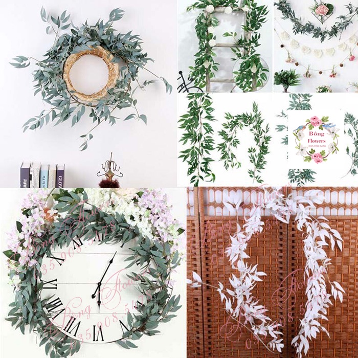 Cành Dây Olive , Dây lá Bạch Đàn, lá giả nhựa happy birthday phụ kiện trang trí sinh nhật