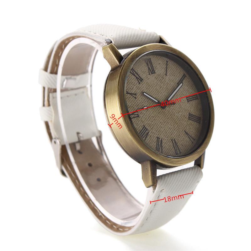 Đồng hồ analog máy quartz mặt số La Mã dây da thật