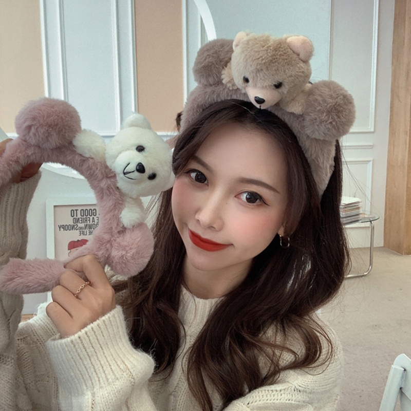 Flgo Băng Đô Tai Gấu Bông Hoạt Hình Dễ Thương Dùng Rửa Mặt Trang Điểm