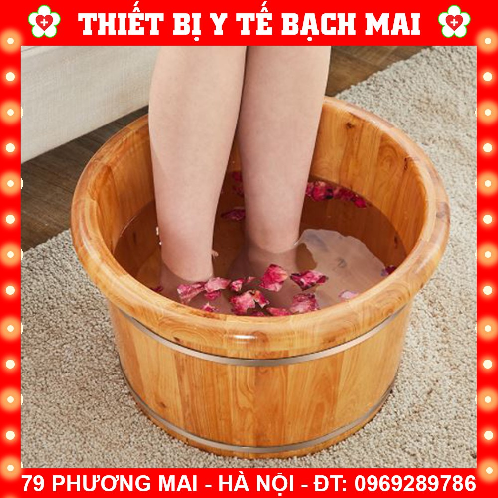 Bồn Ngâm Chân Massage Bằng Gỗ Tuyết Tùng Viền Tròn